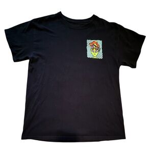 ALAB Black Short Sleeve T-Shirt with Colorful Alien Mushroom Graphic Design